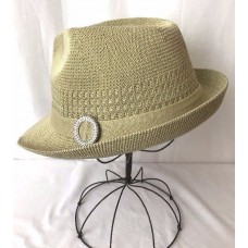 Vtg Mujers Fedora Hat Trilby Woven Fabric Summer Crushable Packable Tan Small Md  eb-98682012